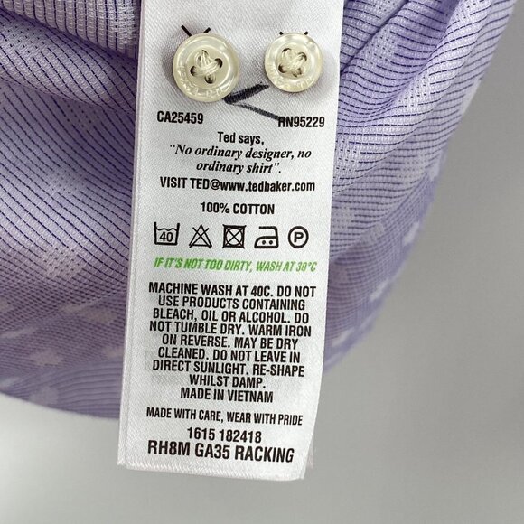 Ted Baker Endurance Lavender Long Sleeve Button Down Shirt - Picture 5 of 6